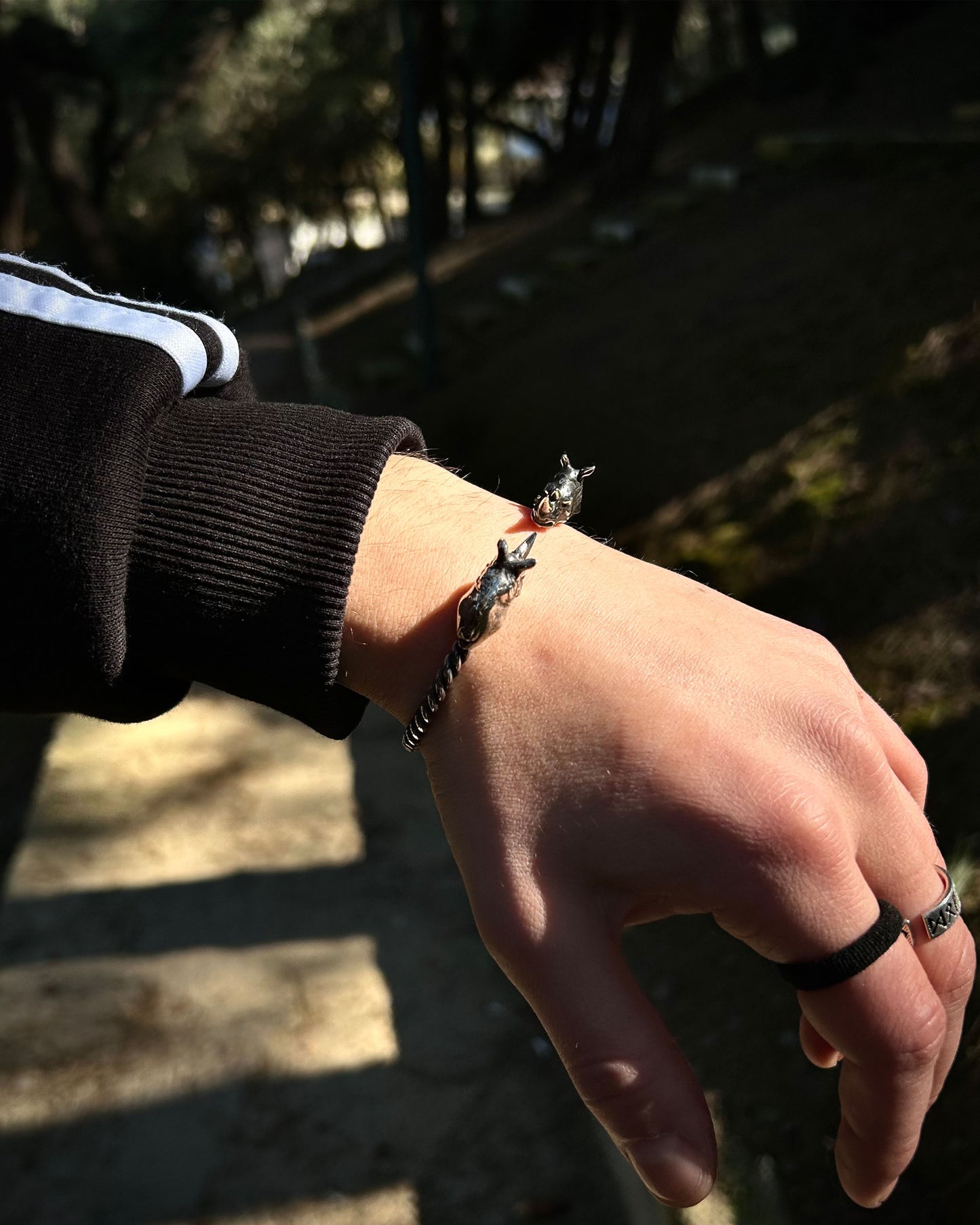 Gergedan Figürlü Bilezik – Ayarlanabilir 925 Ayar Gümüş