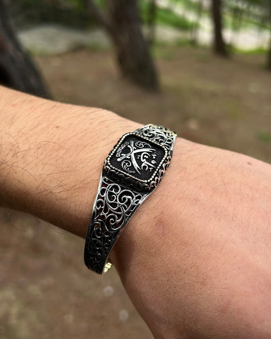Zulfiqar Kelepçe Bilezik 2 - Ayarlanabilir 925 Ayar Gümüş-Osiris Jewelry