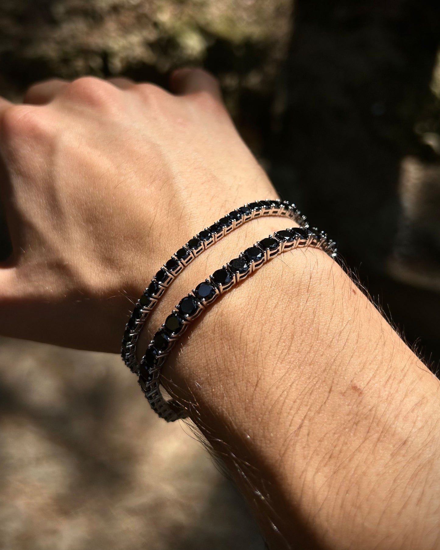 Siyah Su Yolu Tenis Bileklik – Rodyum Kaplama 925 Ayar Gümüş
