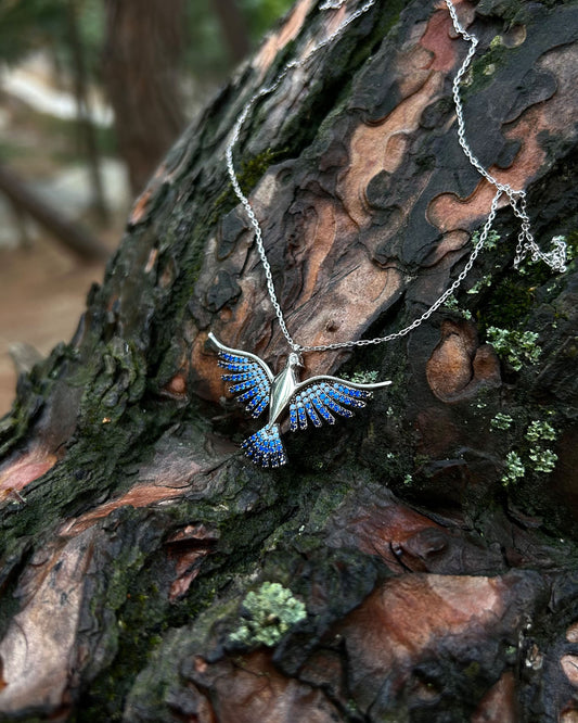 Mavi Anka Kuşu Kolye - 925 Ayar Gümüş-Osiris Jewelry