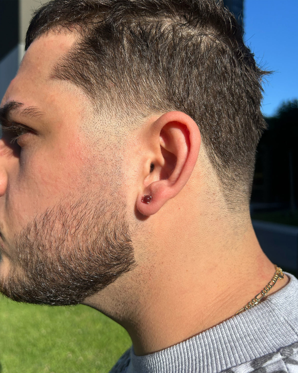 Men's Brown Stone Earring - 925 Sterling Silver