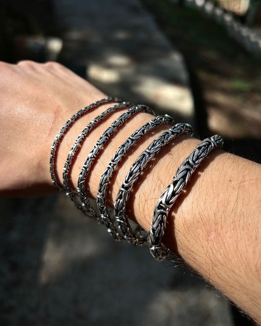 Bizans Kral Zincir Bileklik – Yuvarlak Kesim 925 Ayar Gümüş-Osiris Jewelry
