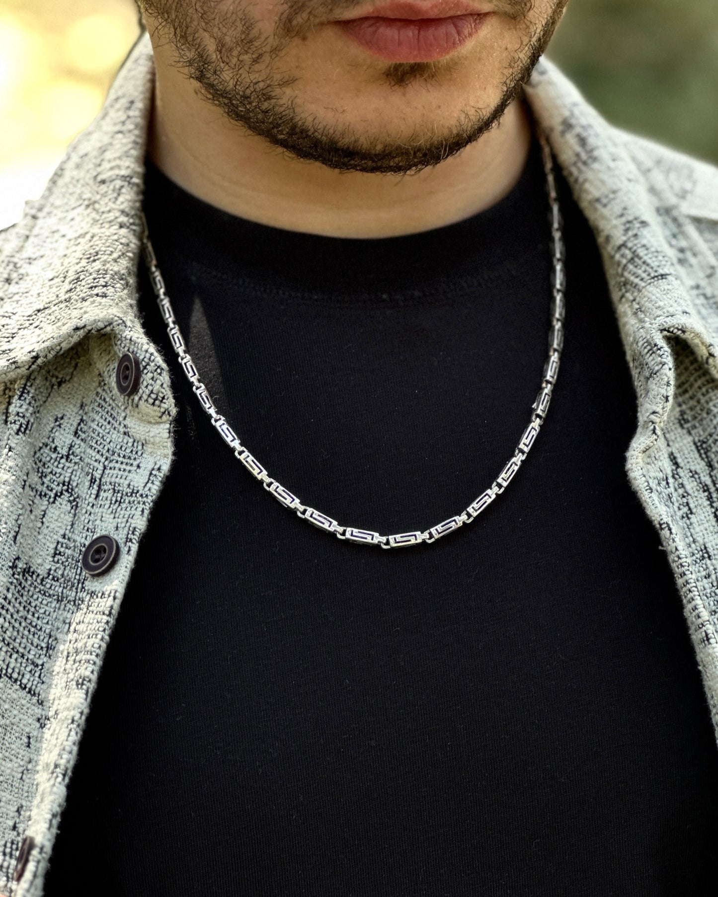 Labirent İşlemeli Zincir Kolye – 925 Ayar Gümüş