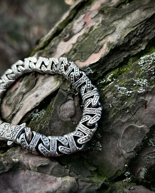 El İşlemeli Ağır Zincir Bileklik – 925 Ayar Gümüş-Osiris Jewelry