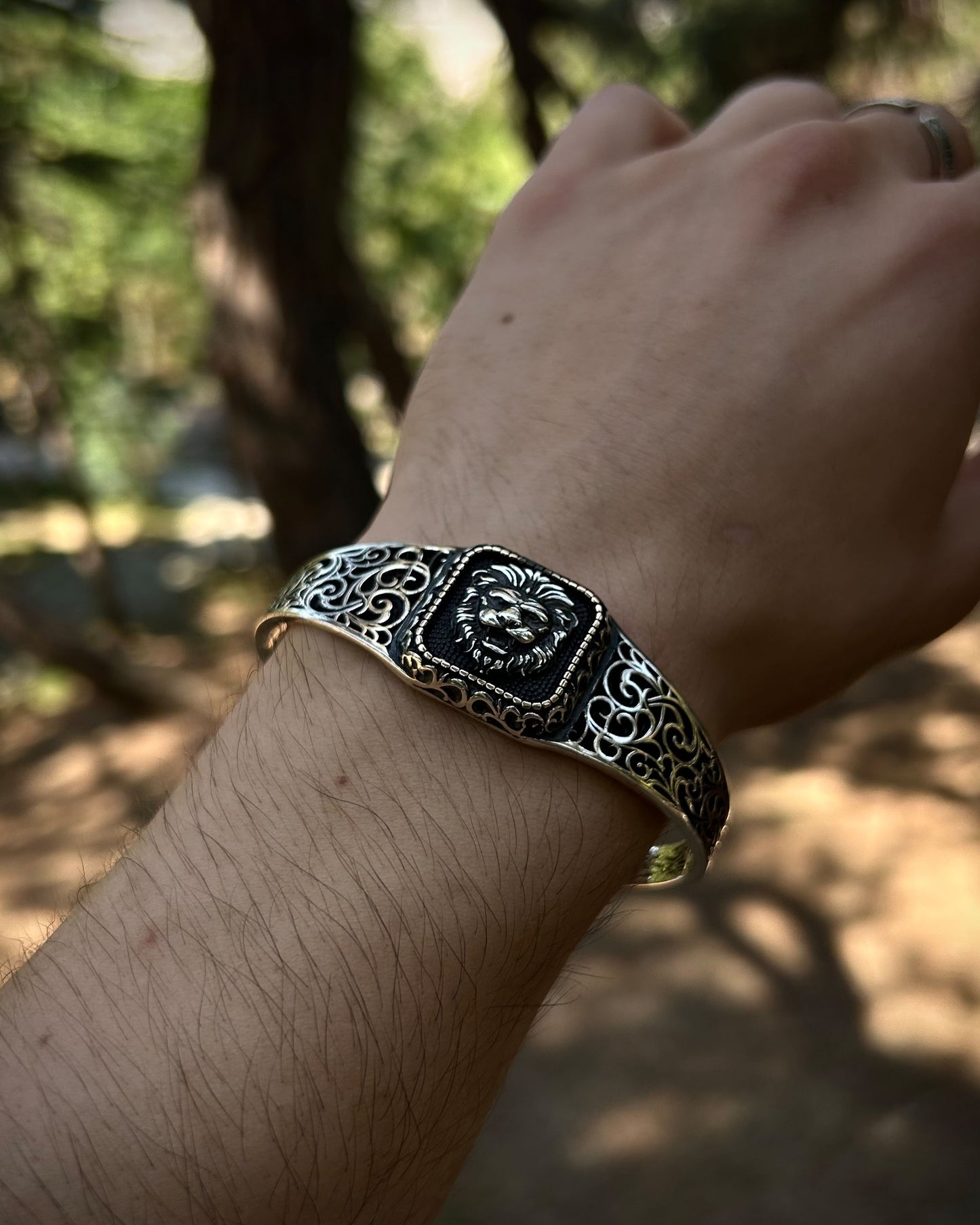 Yaşlı Aslan Bilezik - Ayarlanabilir 925 Ayar Gümüş