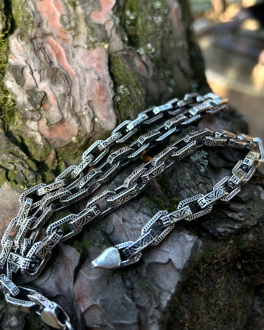 Ağır El İşlemeli Zincir Kolye – 925 Ayar Gümüş-Osiris Jewelry