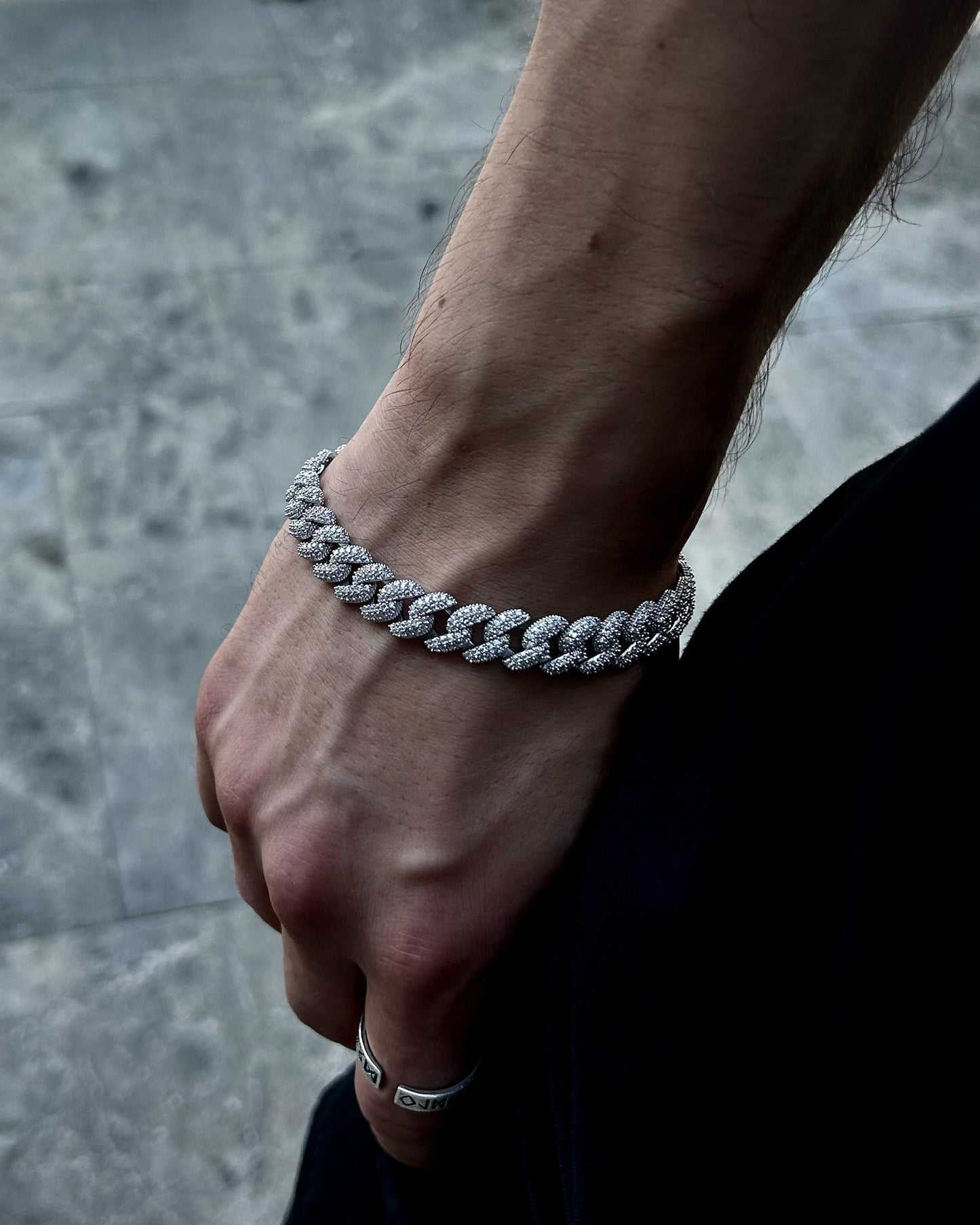 Iced Out Cuban Zincir Bileklik – 925 Ayar Gümüş Rodyum Kaplama