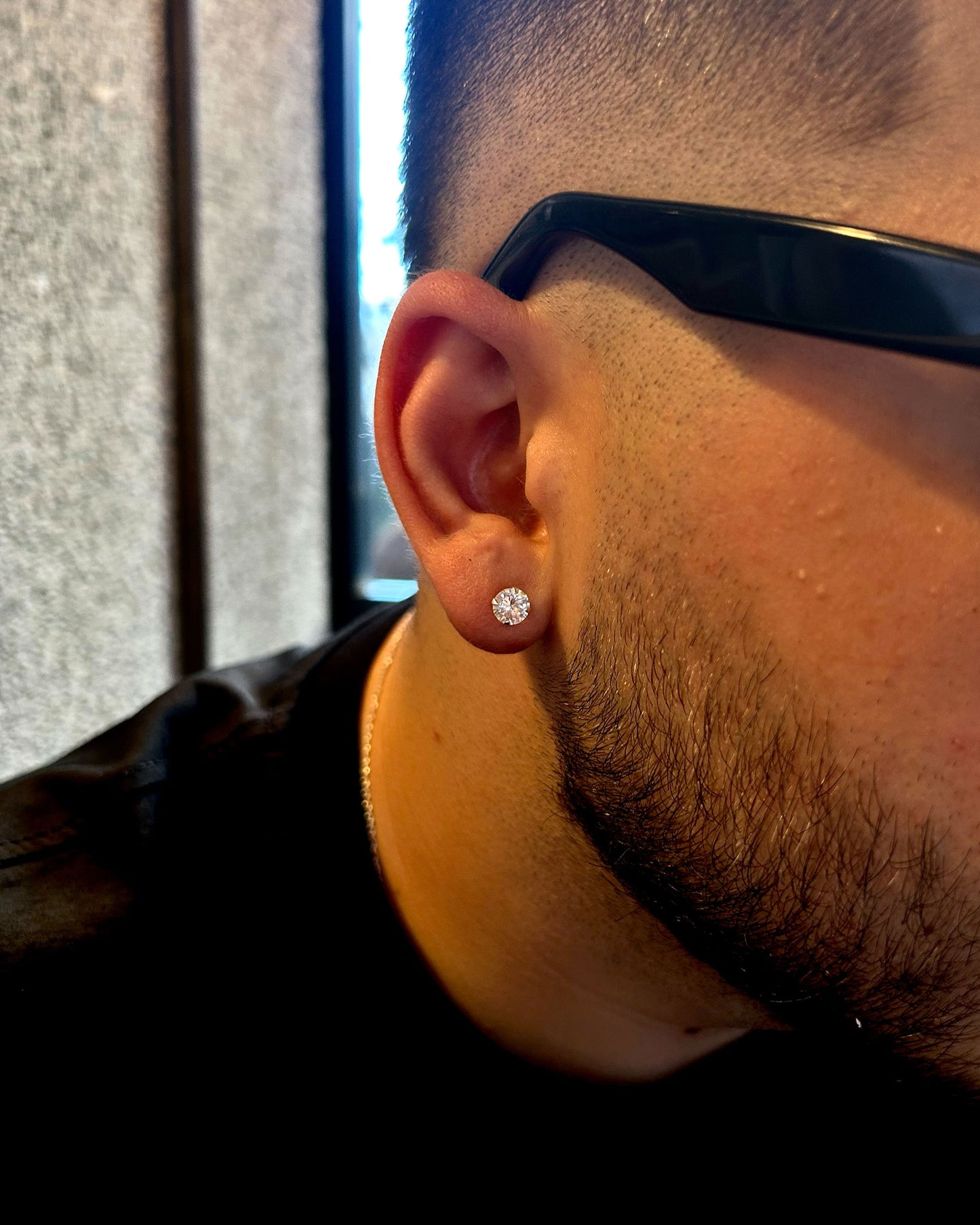 Pırlanta Erkek Küpe 6mm Zinconium- 925 Ayar Gümüş