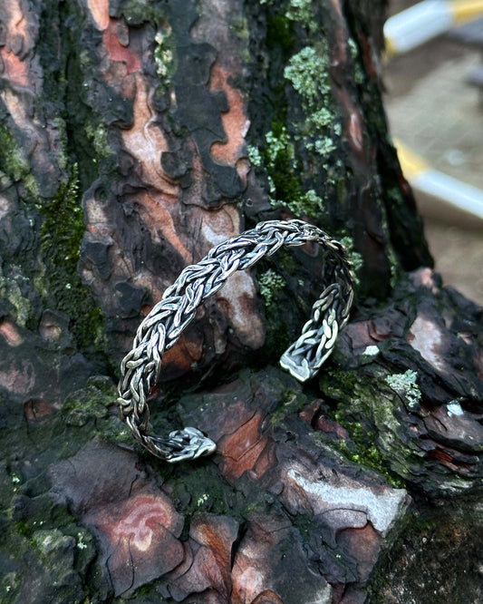 Kalın Örgü Bilezik - Ayarlanabilir 925 Ayar Gümüş-Osiris Jewelry