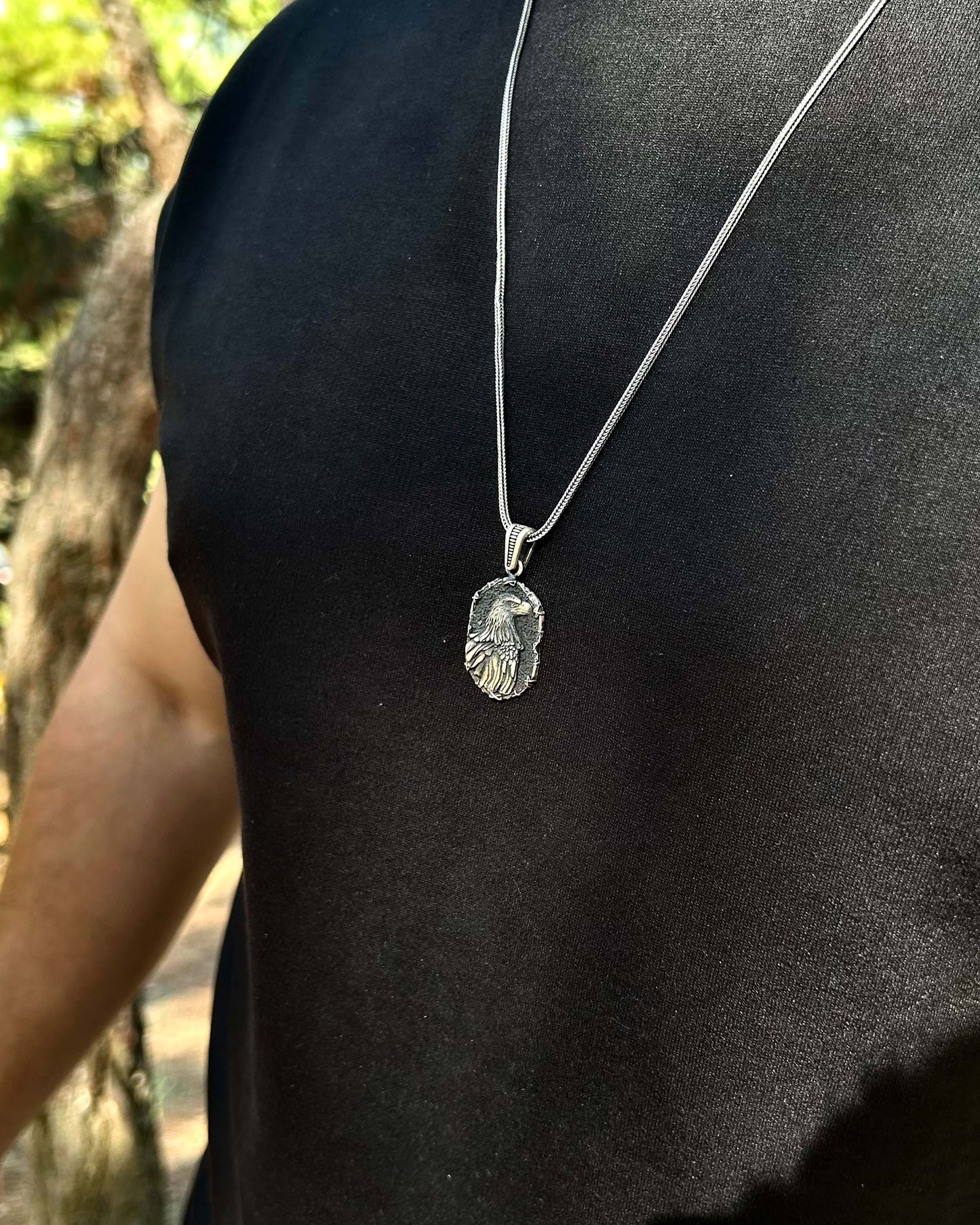 Antik Kartal Portre Kolye – 925 Ayar Gümüş
