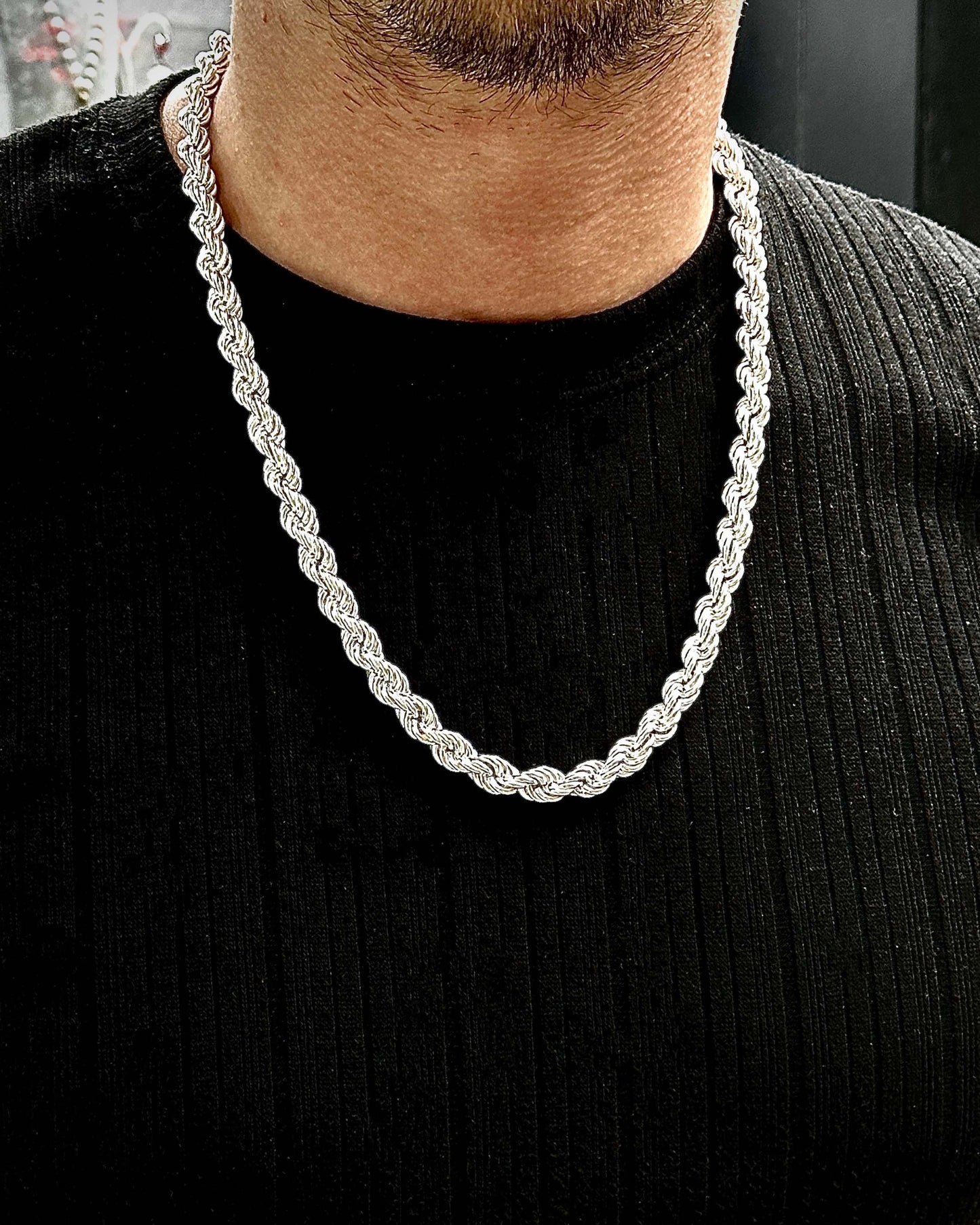 8mm Halat Zincir Kolye – 925 Ayar Gümüş