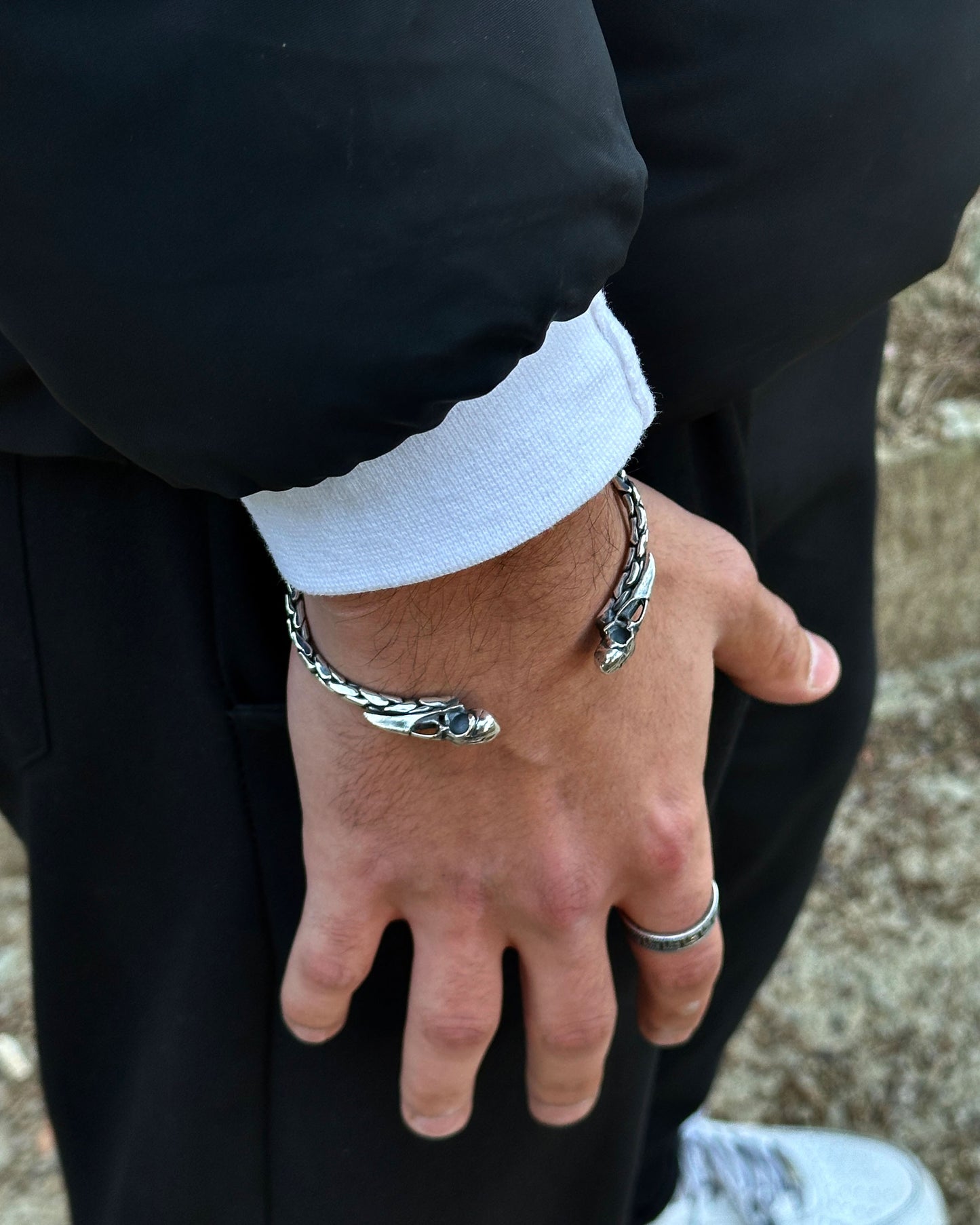 Kuzgun Kafatası Gothic Bilezik – Ayarlanabilir 925 Ayar Gümüş
