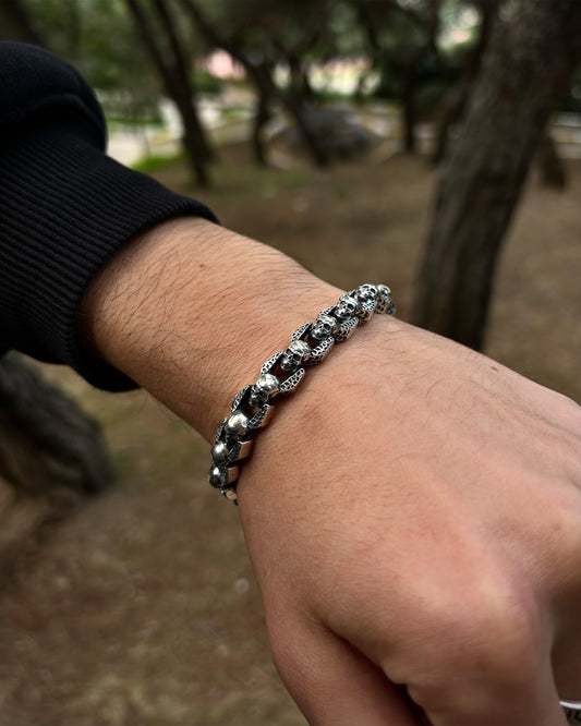 Ağır Kurukafa Zincir Bileklik – 925 Ayar Gümüş-Osiris Jewelry