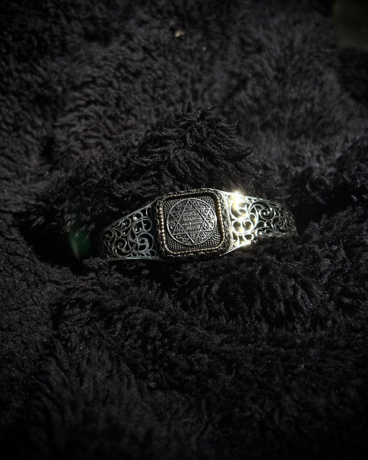 Hz. Süleyman Mührü Kelepçe Bilezik - Ayarlanabilir 925 Ayar Gümüş-Osiris Jewelry