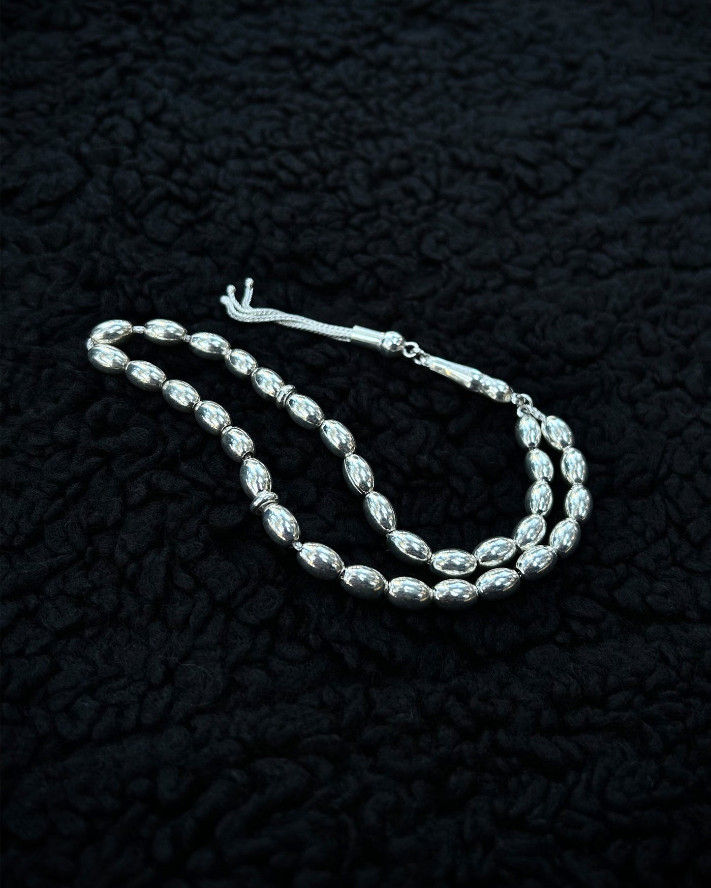 Zincirli Oval Tesbih – 925 Ayar Gümüş