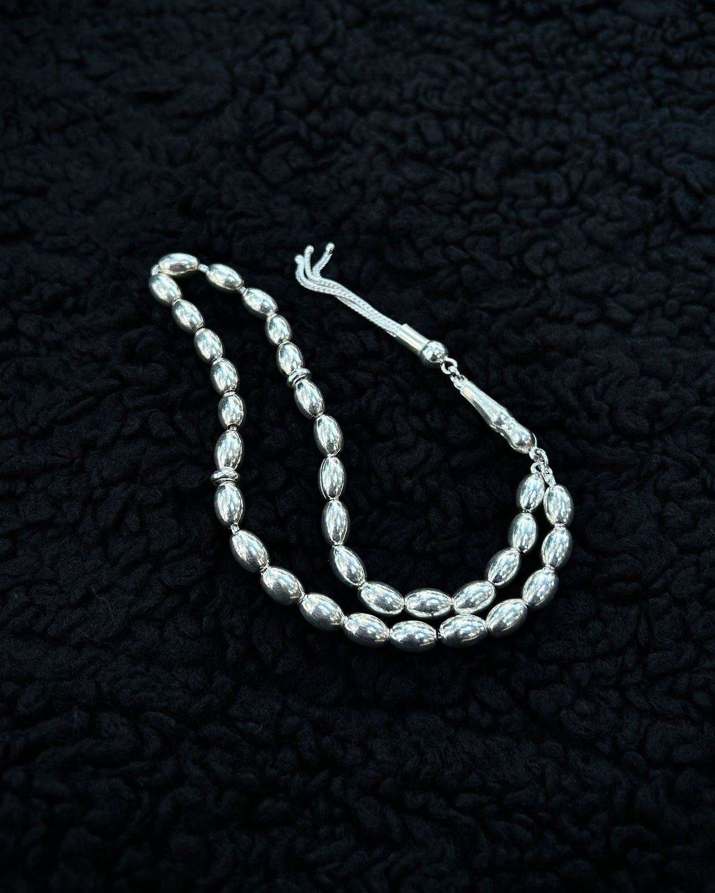 Zincirli Oval Tesbih – 925 Ayar Gümüş