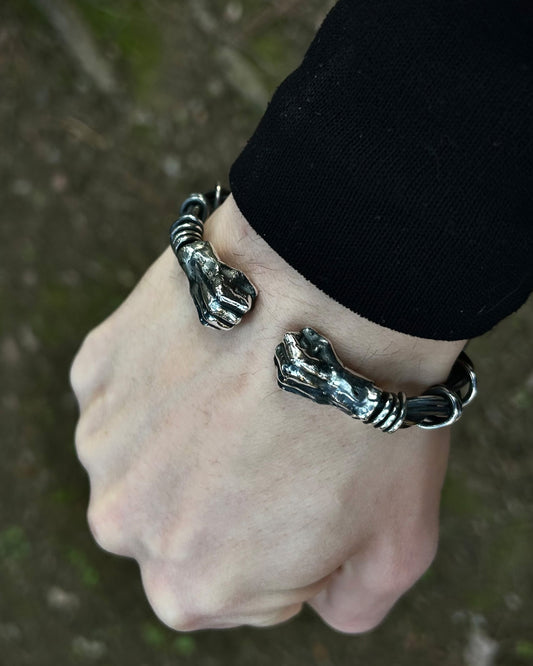 Tel Örgü Sıkılı Yumruk Bilezik – Ayarlanabilir 925 Ayar Gümüş-Osiris Jewelry