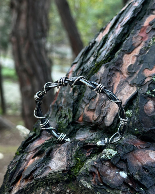 Diken Tel Örgü Gothic Bilezik – Ayarlanabilir 925 Ayar Gümüş-Osiris Jewelry