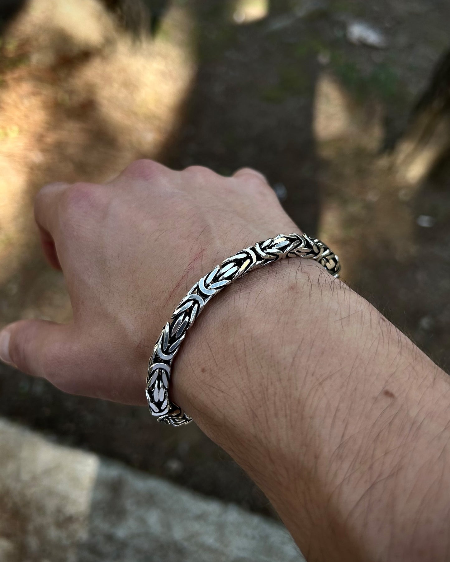 Ağır Bizans Kral Zincir Bileklik – 6mm Kare 925 Ayar Gümüş