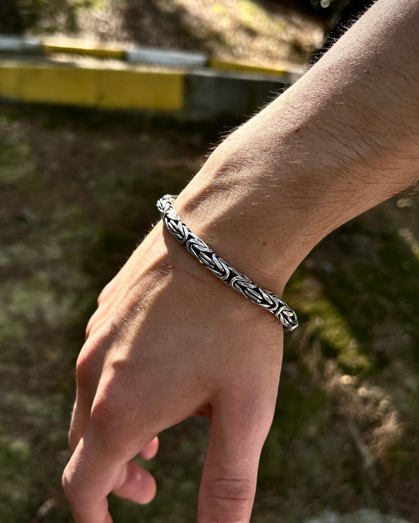 Ağır Bizans Kral Zincir Bileklik – 6mm Yuvarlak 925 Ayar Gümüş