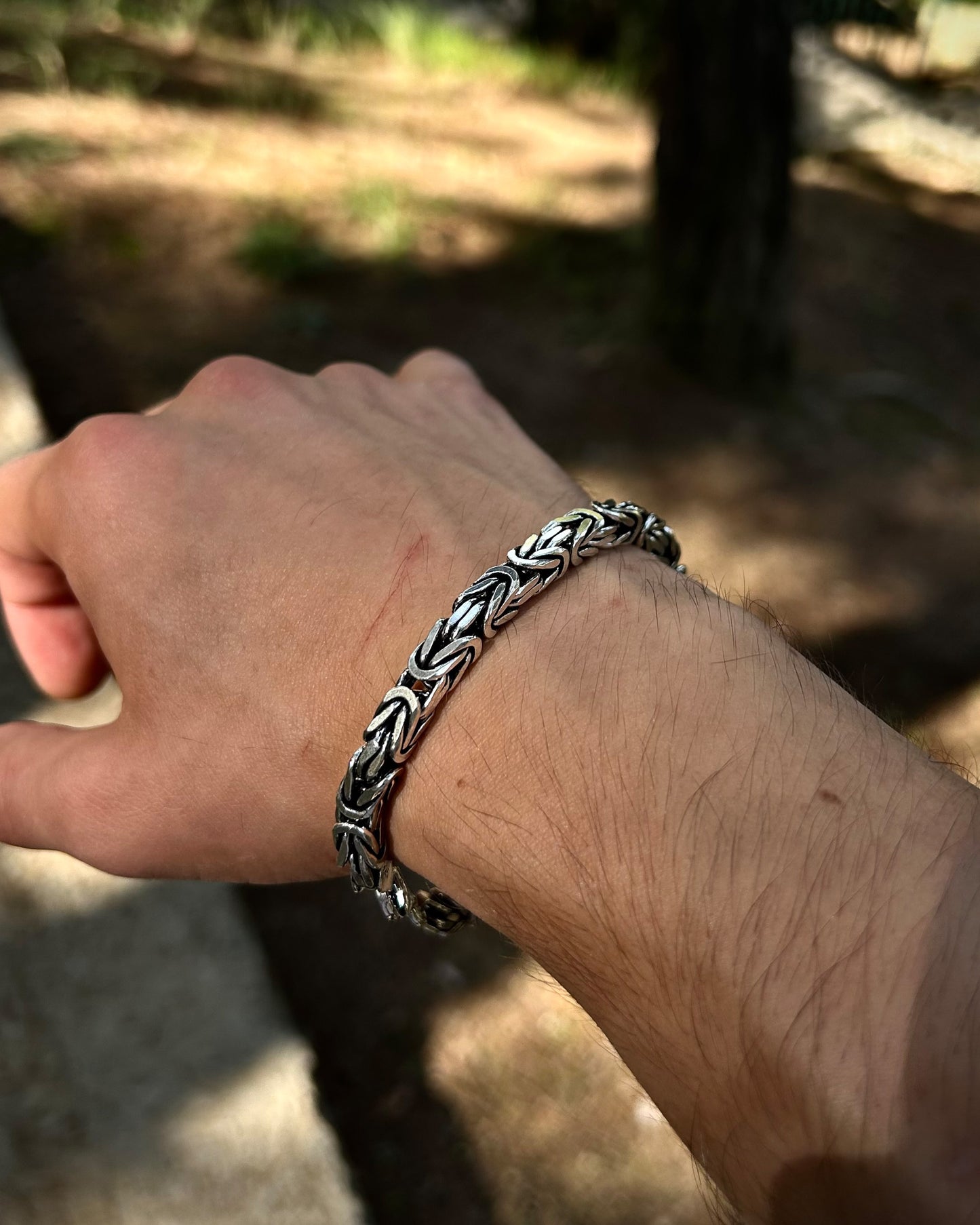 Ağır Bizans Kral Zincir Bileklik – 6mm Kare 925 Ayar Gümüş