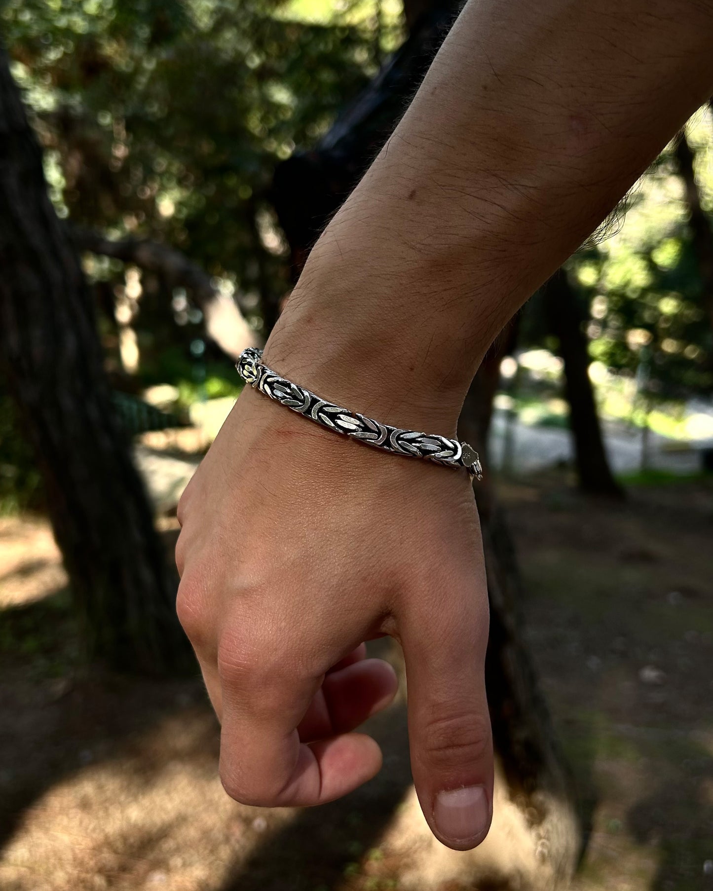 Ağır Bizans Kral Zincir Bileklik – 6mm Kare 925 Ayar Gümüş