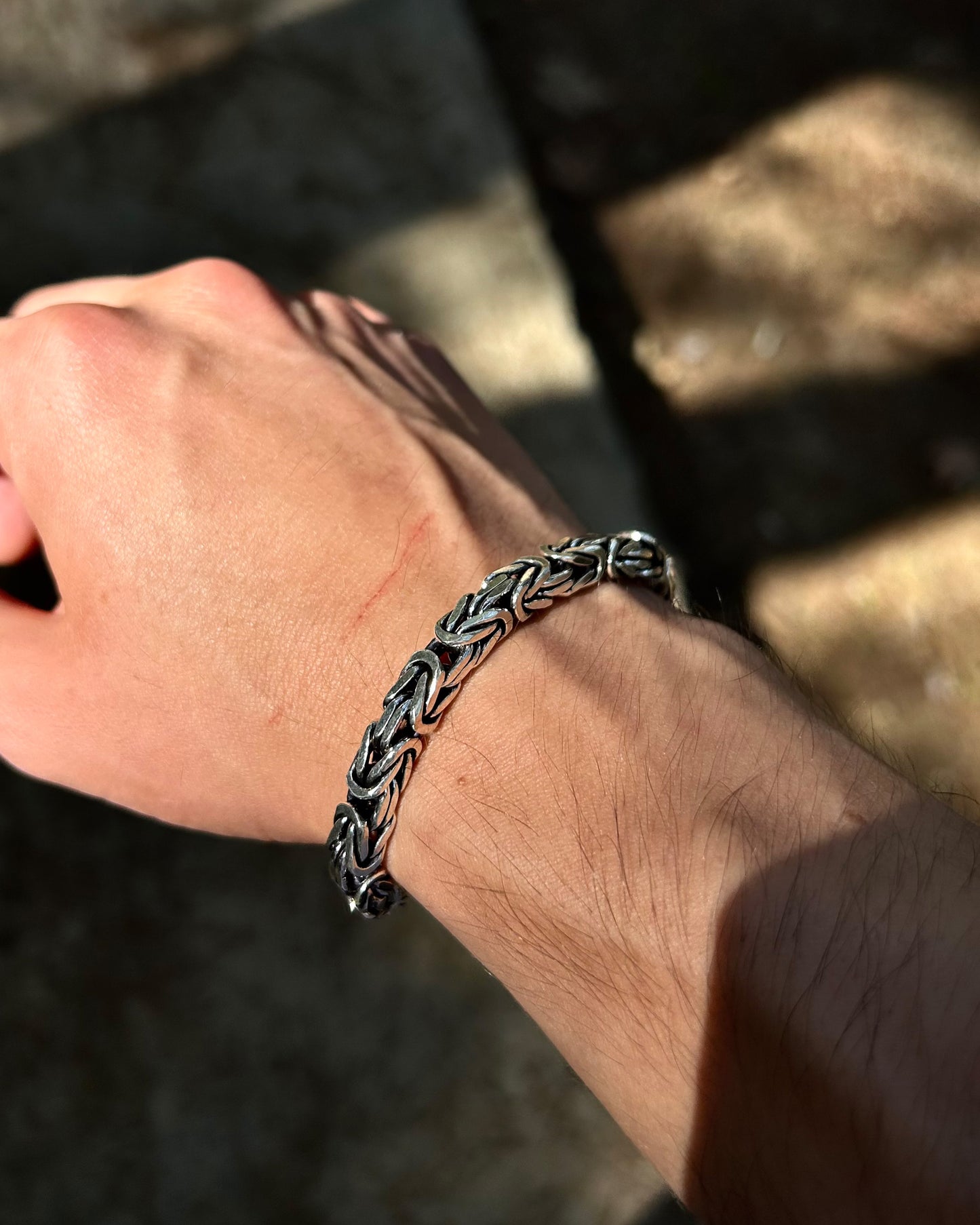 Ağır Bizans Kral Zincir Bileklik – 6mm Kare 925 Ayar Gümüş