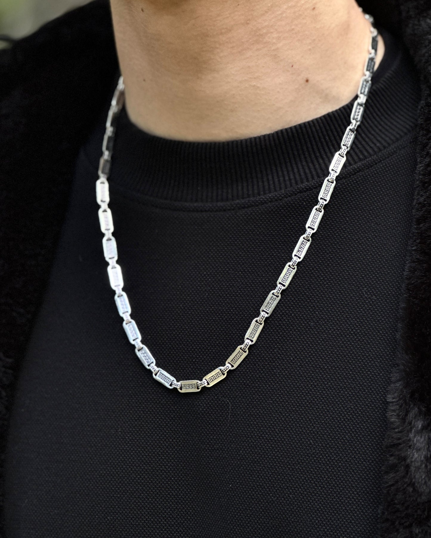 Meandros Desen Yunan Zincir – 925 Ayar Gümüş