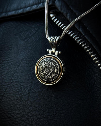 Döner Mekanizmalı Süleyman Mührü Kolye – 925 Ayar Gümüş