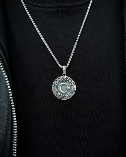 Ayyıldız ve Oğuz Boyları Madalyon Kolye – 925 Ayar Gümüş