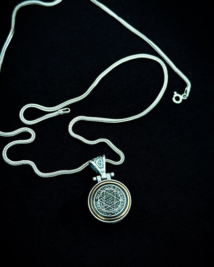 Döner Mekanizmalı Süleyman Mührü Kolye – 925 Ayar Gümüş