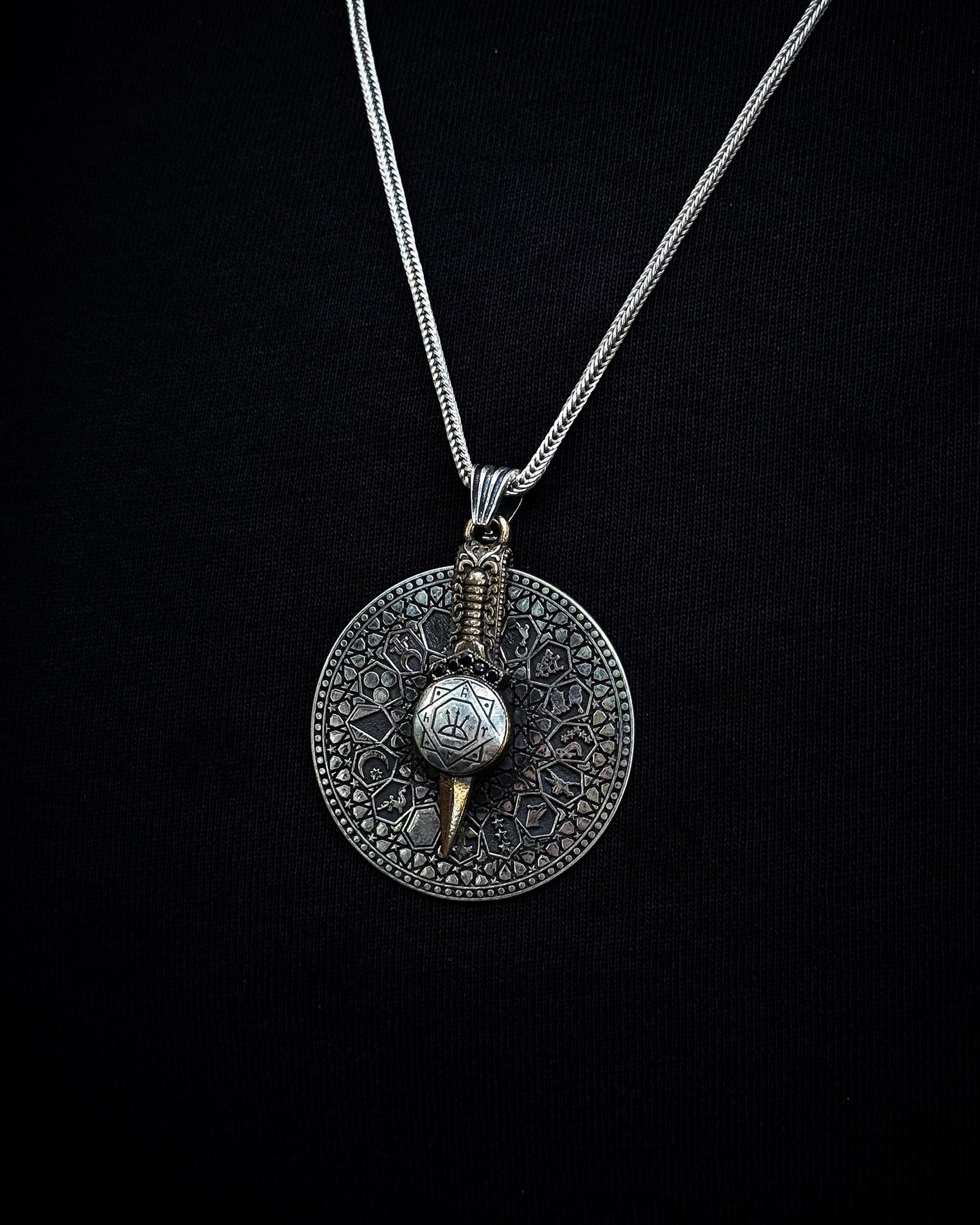 Collier à mécanisme rotatif avec les 12 signes du zodiaque – Argent sterling 925