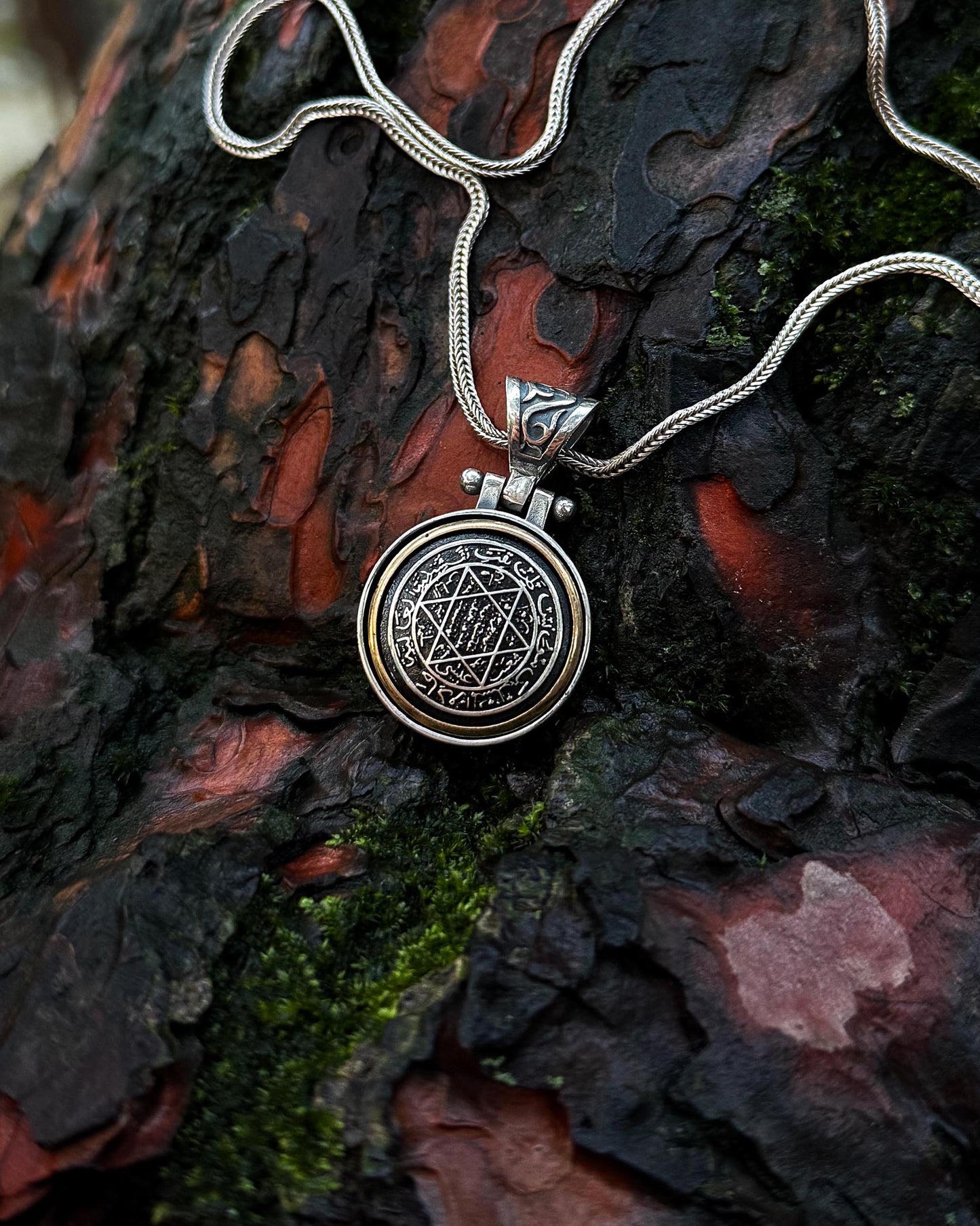 Döner Mekanizmalı Süleyman Mührü Kolye – 925 Ayar Gümüş