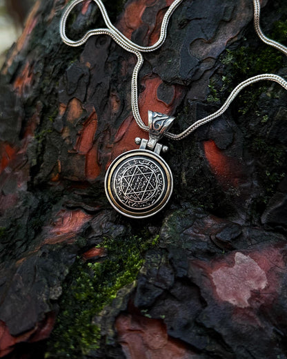 Döner Mekanizmalı Süleyman Mührü Kolye – 925 Ayar Gümüş