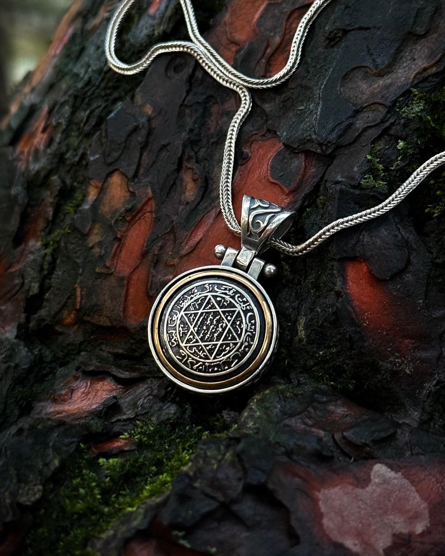 Döner Mekanizmalı Süleyman Mührü Kolye – 925 Ayar Gümüş