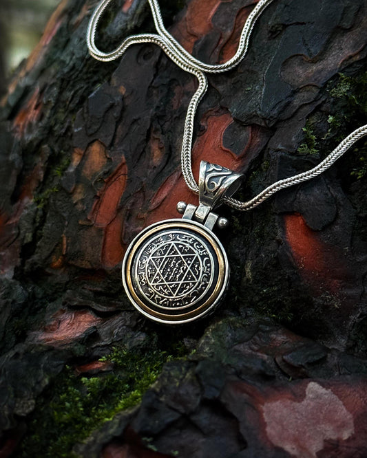 Döner Mekanizmalı Süleyman Mührü Kolye – 925 Ayar Gümüş