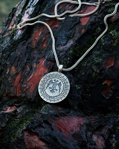 Selçuklu Kartalı ve Oğuz Boyları Kazıma Kolye – 925 Ayar Gümüş