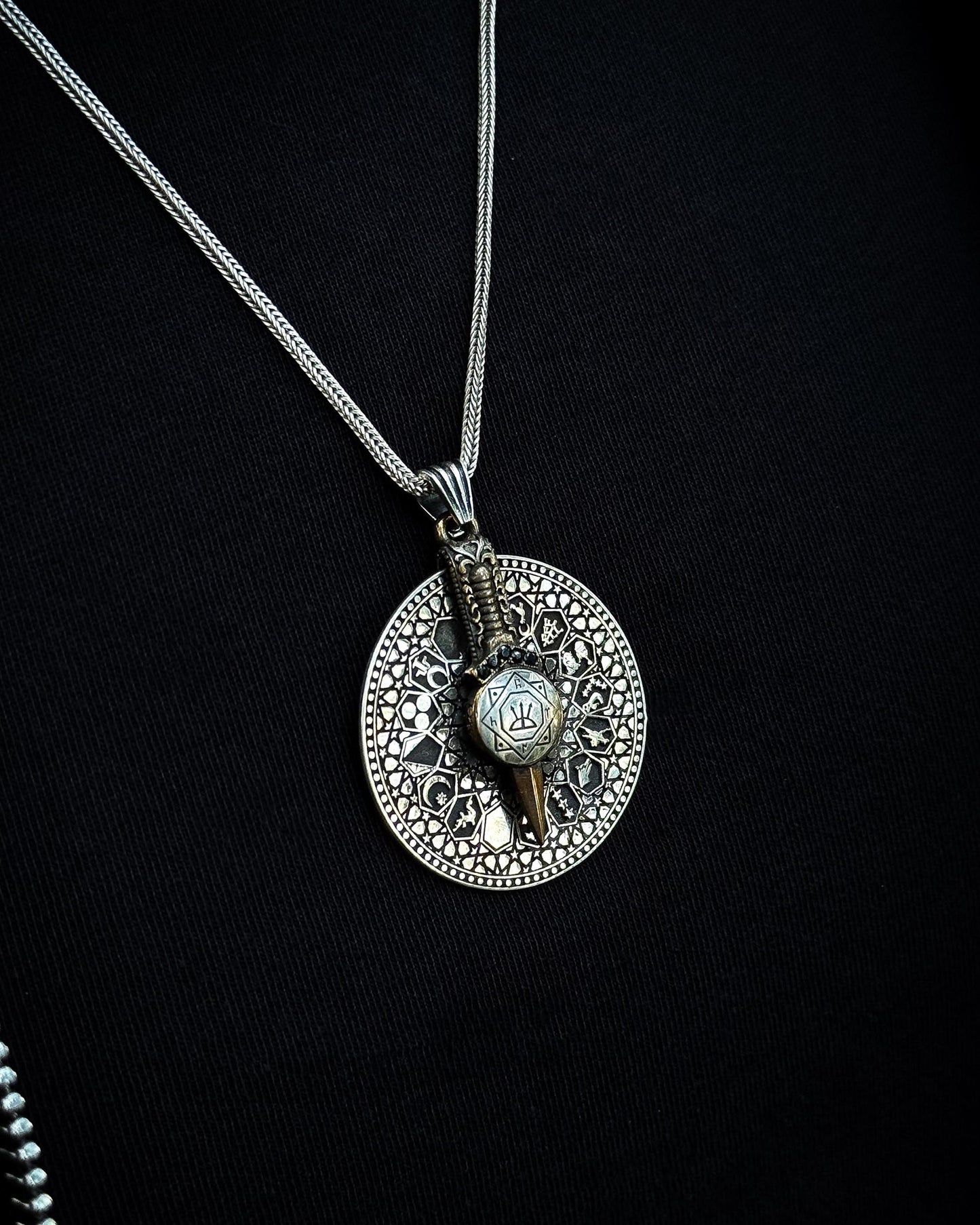 Collier à mécanisme rotatif avec les 12 signes du zodiaque – Argent sterling 925