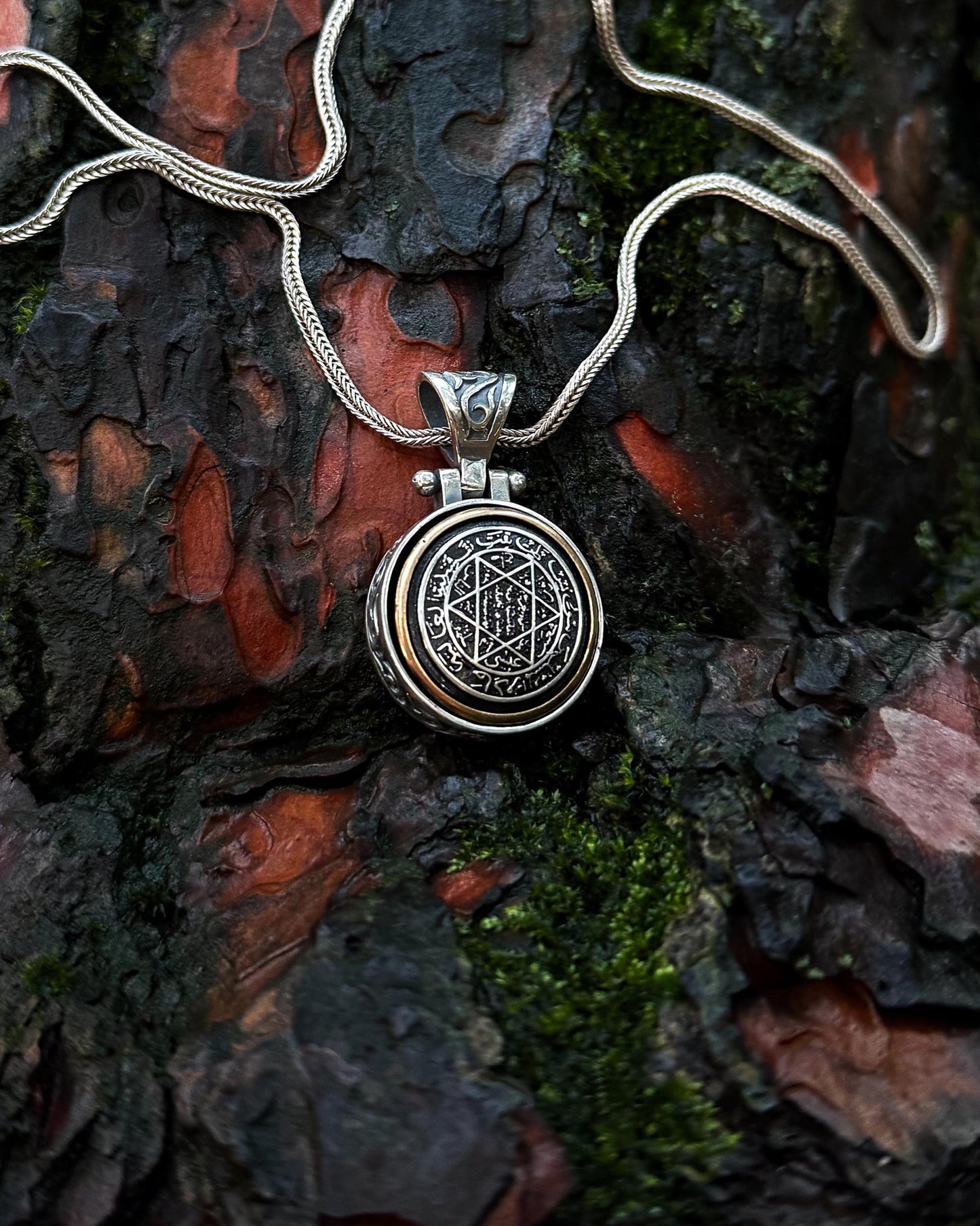 Döner Mekanizmalı Süleyman Mührü Kolye – 925 Ayar Gümüş