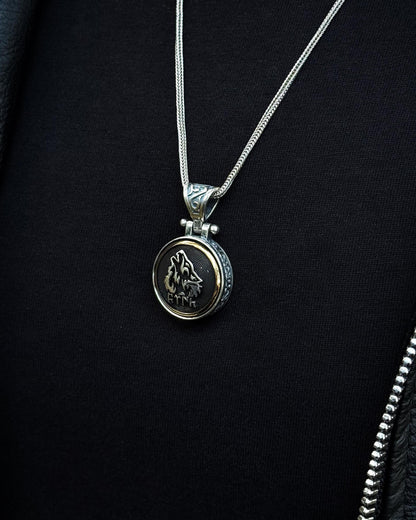 Türk Yazılı Bozkurt Kolye (Döner Mekanizmalı) – 925 Ayar Gümüş