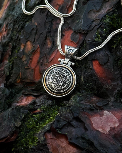 Döner Mekanizmalı Süleyman Mührü Kolye – 925 Ayar Gümüş