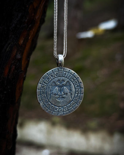 Selçuklu Kartalı ve Oğuz Boyları Kazıma Kolye – 925 Ayar Gümüş