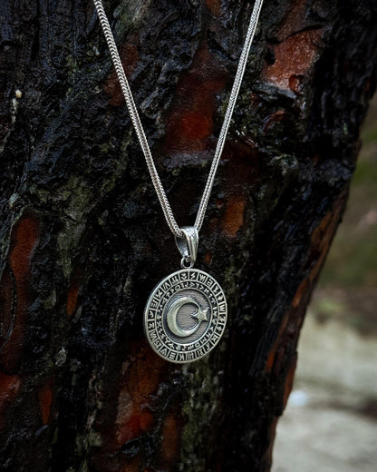 Ayyıldız ve Oğuz Boyları Madalyon Kolye – 925 Ayar Gümüş