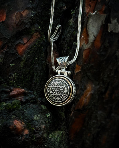 Döner Mekanizmalı Süleyman Mührü Kolye – 925 Ayar Gümüş