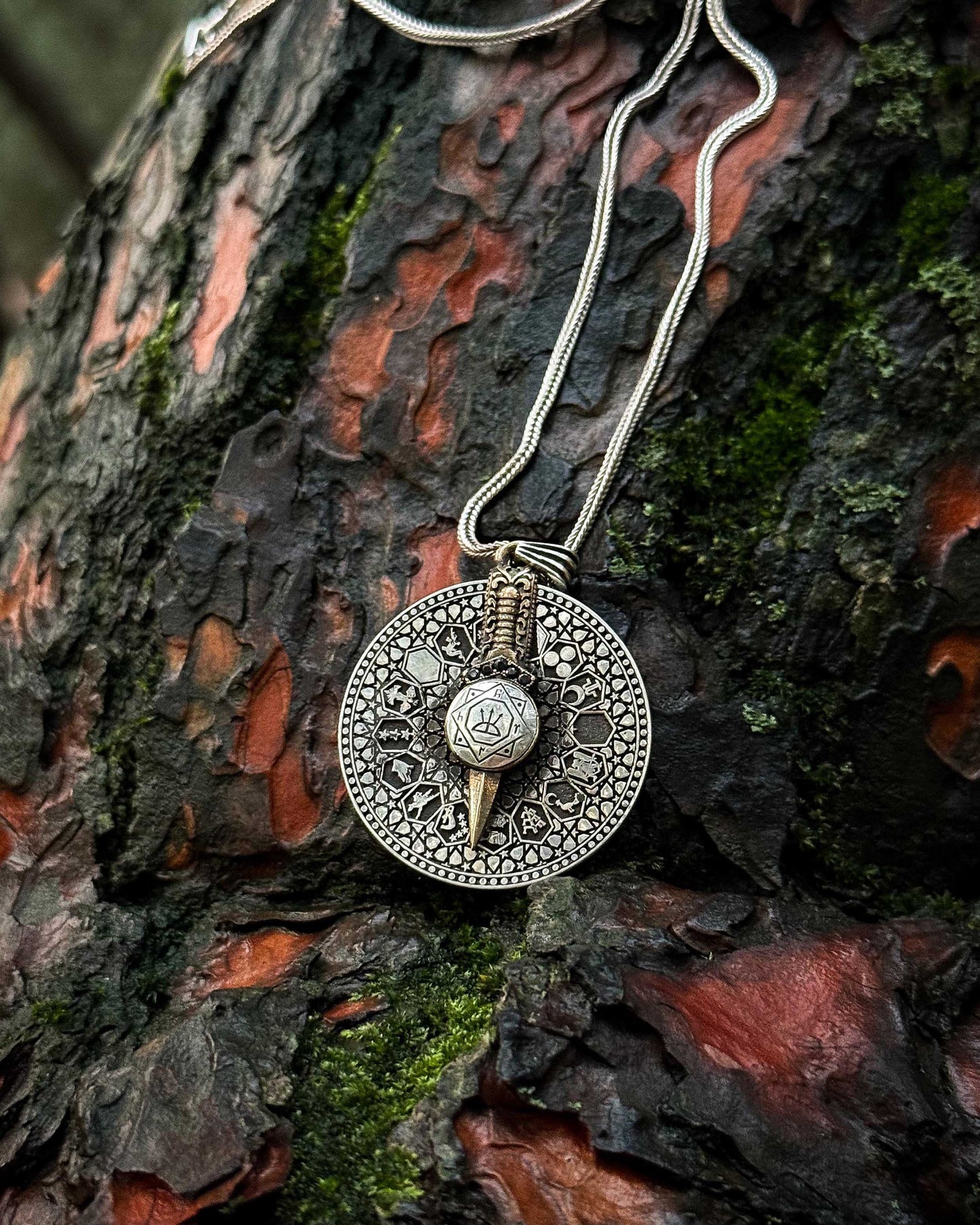 Collier à mécanisme rotatif avec les 12 signes du zodiaque – Argent sterling 925