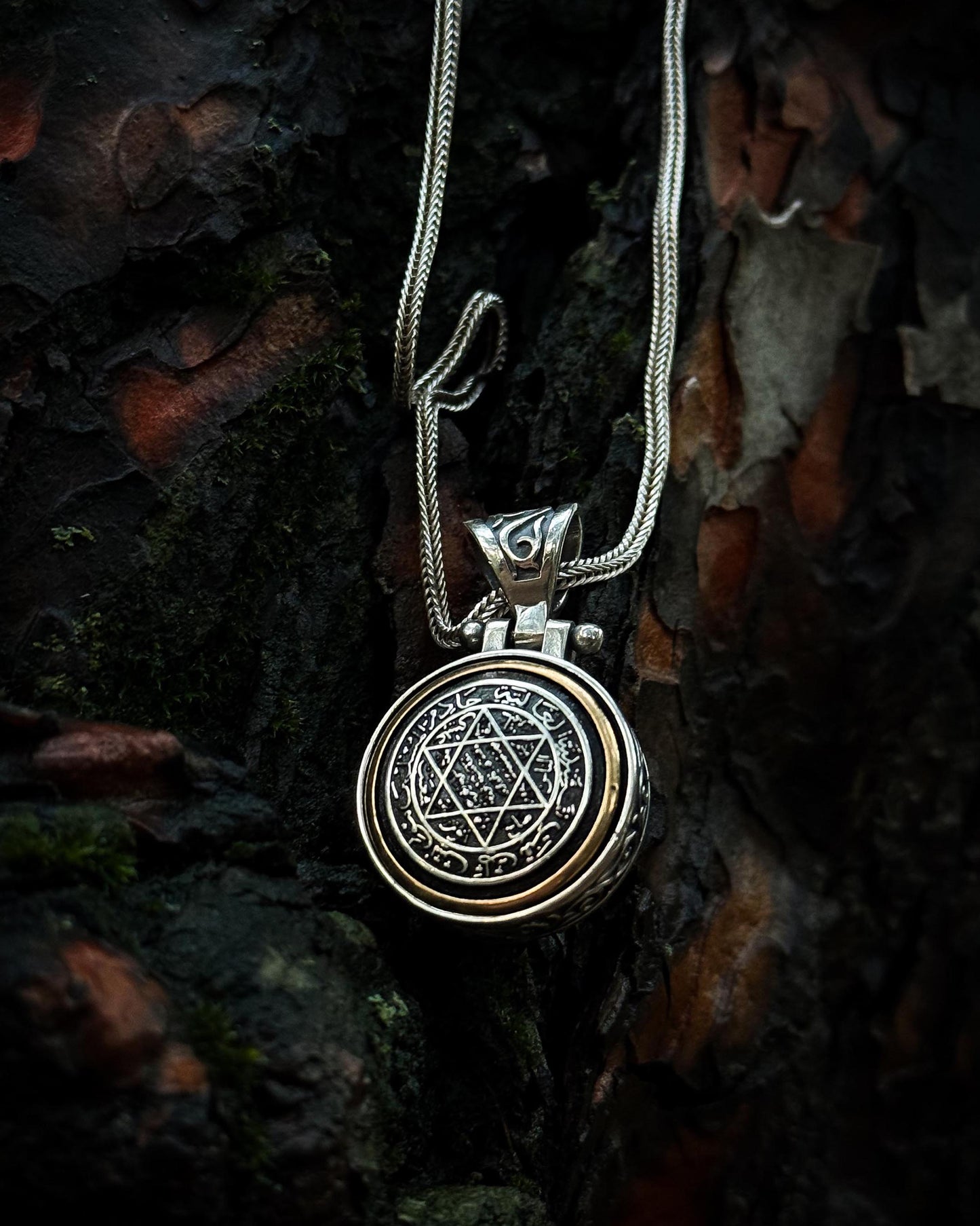 Döner Mekanizmalı Süleyman Mührü Kolye – 925 Ayar Gümüş