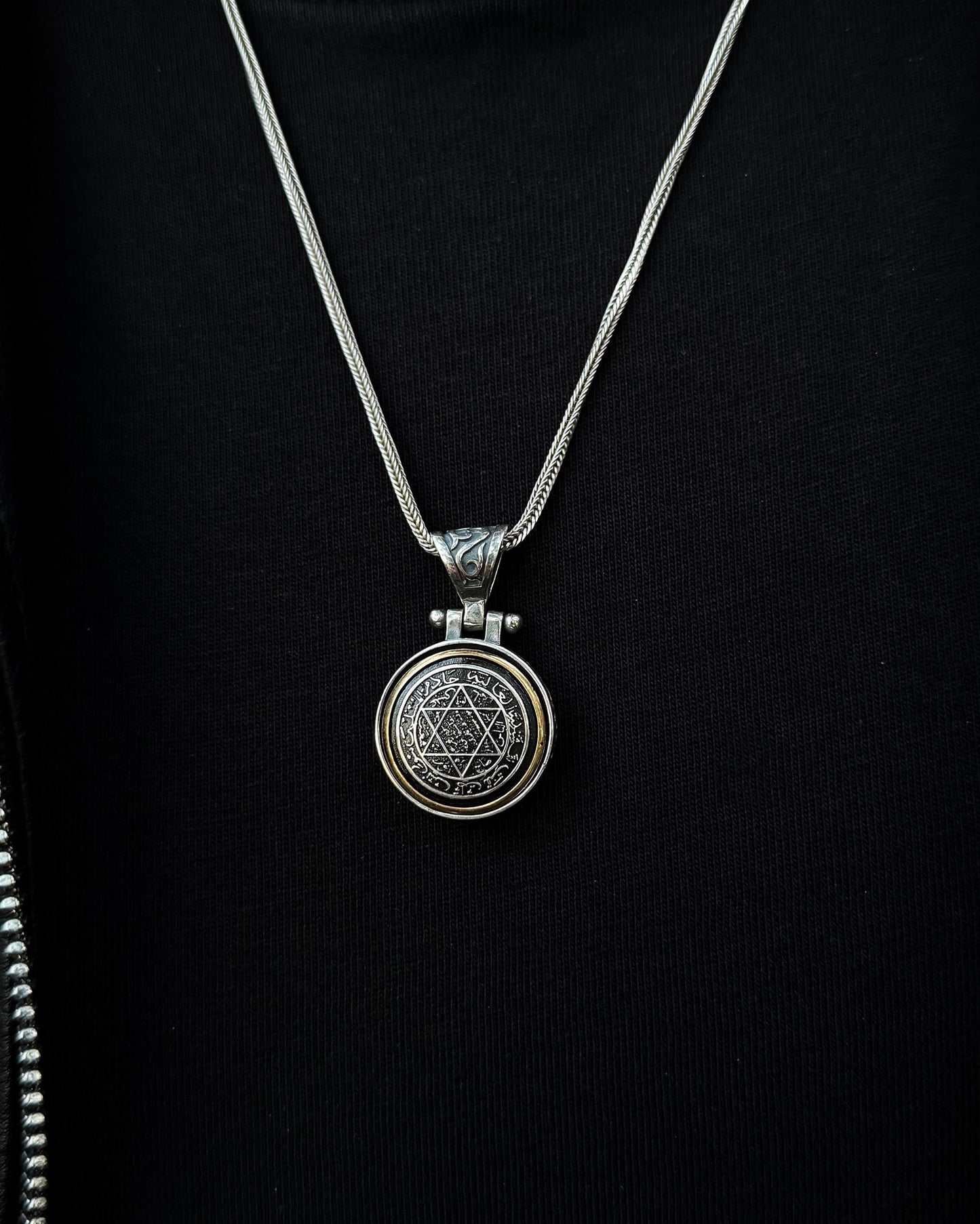 Döner Mekanizmalı Süleyman Mührü Kolye – 925 Ayar Gümüş