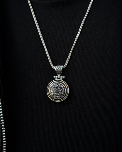 Döner Mekanizmalı Süleyman Mührü Kolye – 925 Ayar Gümüş