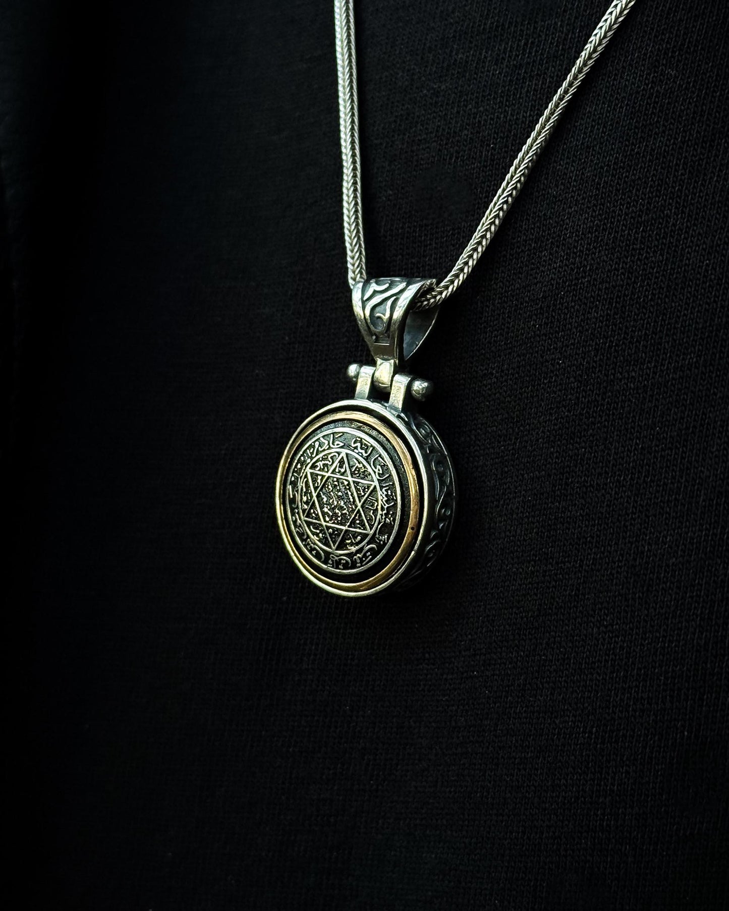 Döner Mekanizmalı Süleyman Mührü Kolye – 925 Ayar Gümüş