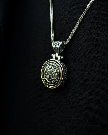 Döner Mekanizmalı Süleyman Mührü Kolye – 925 Ayar Gümüş